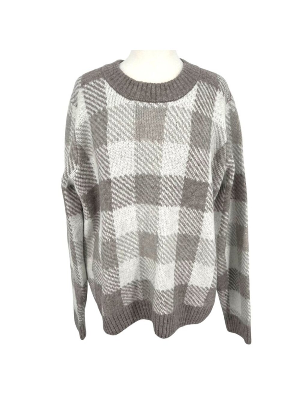 Market & Spruce Check Plaid Sweater Gray White Size XXL NWT